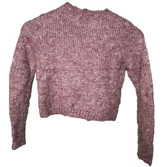 Gap Kids Sweater Girl 8 9 Pink Crop Long Sleeve Crewneck Wool Blend Stretch Knit - Picture 1 of 3
